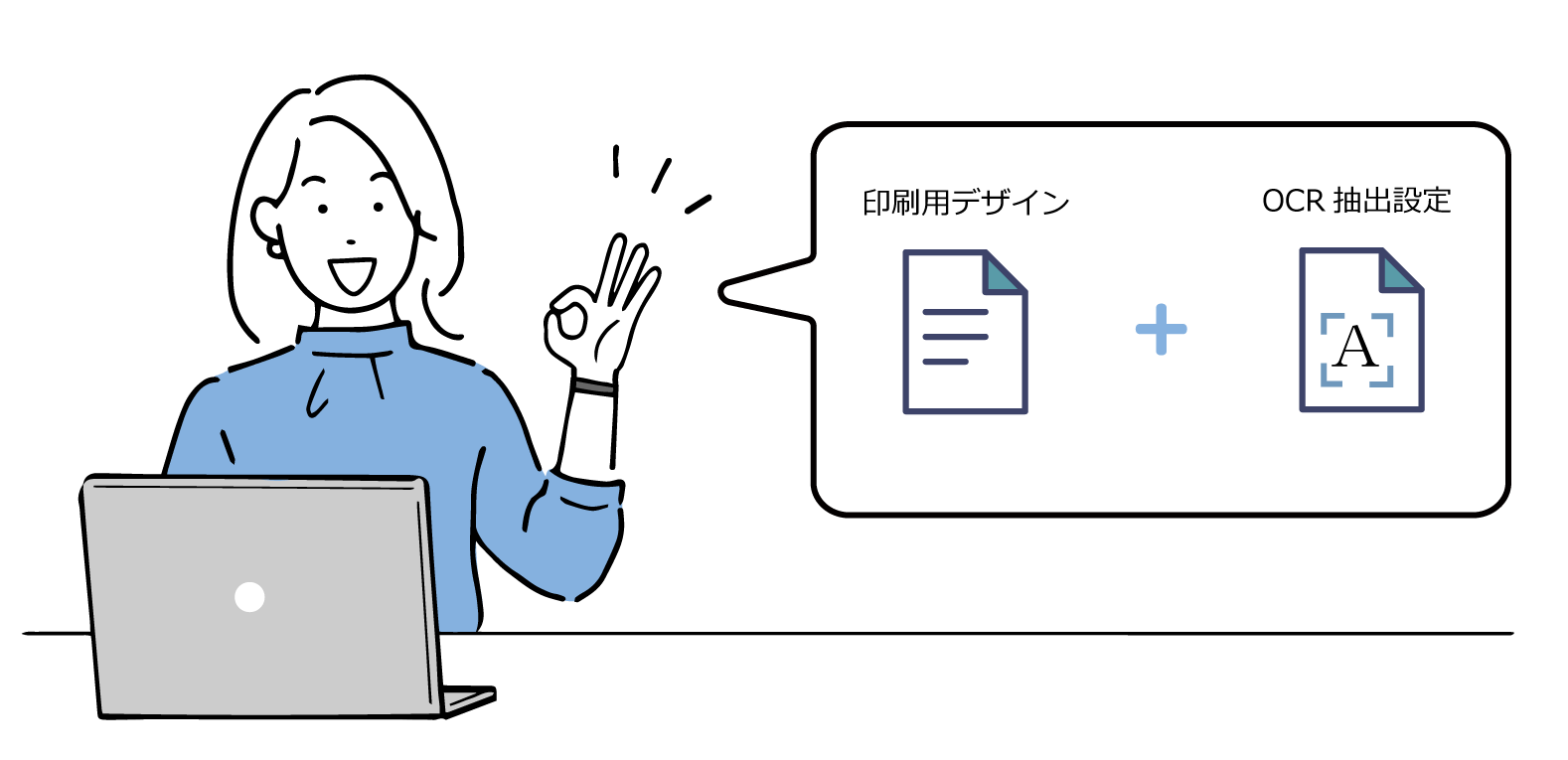 印刷用の書類をデザインする時点で、OCR抽出設定も同時に自動で行います。