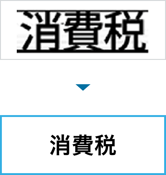罫線に接した「消費税」の文字を、罫線と分けて読み取る