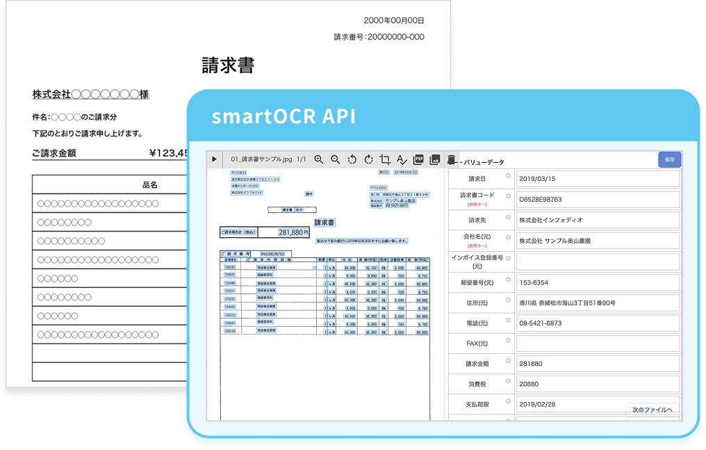 国産AI-OCRによる高精度な日本語読み取り